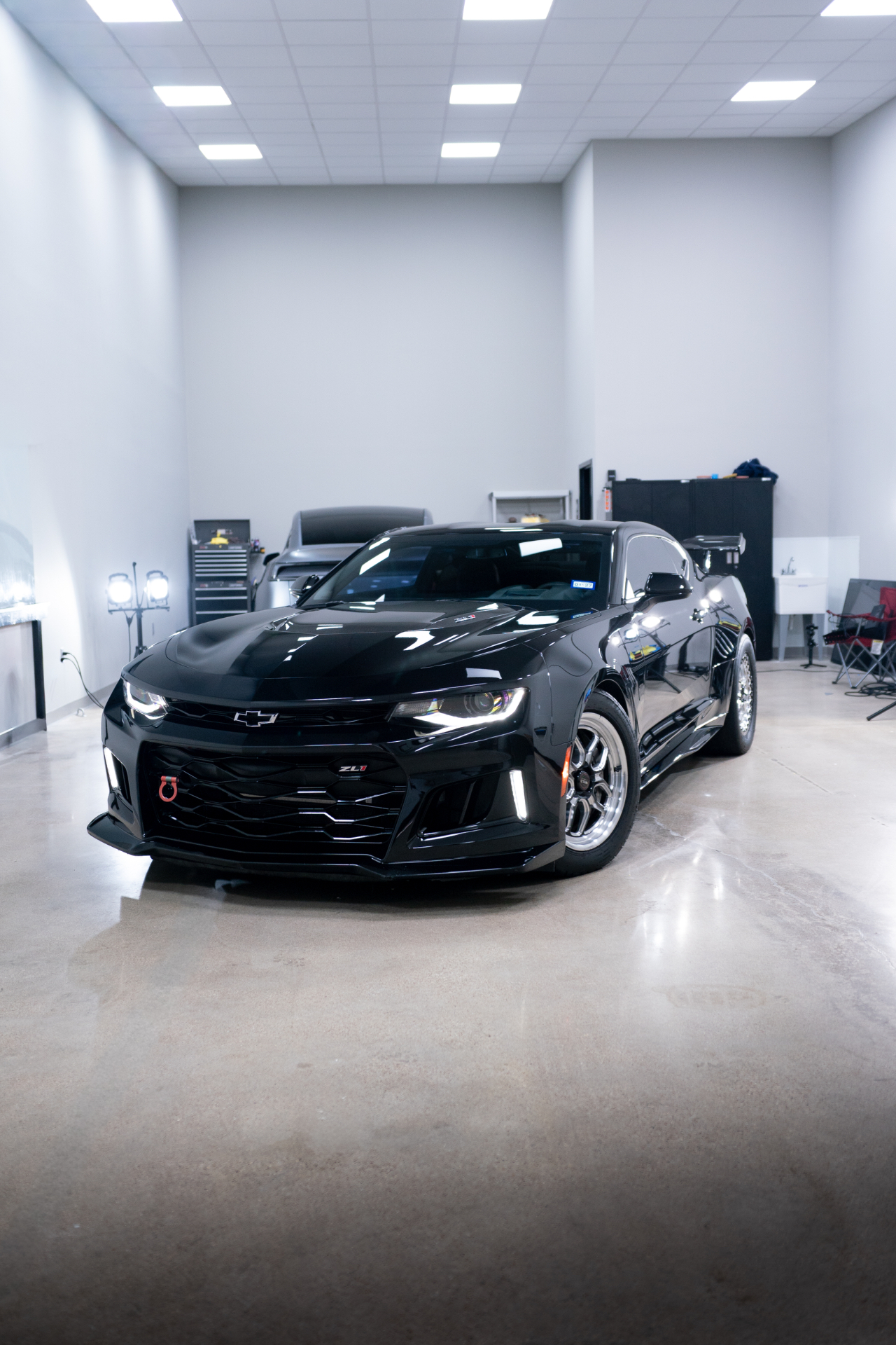 Black Chevrolet Camaro ZL1 with a mirror-gloss ceramic coated finish